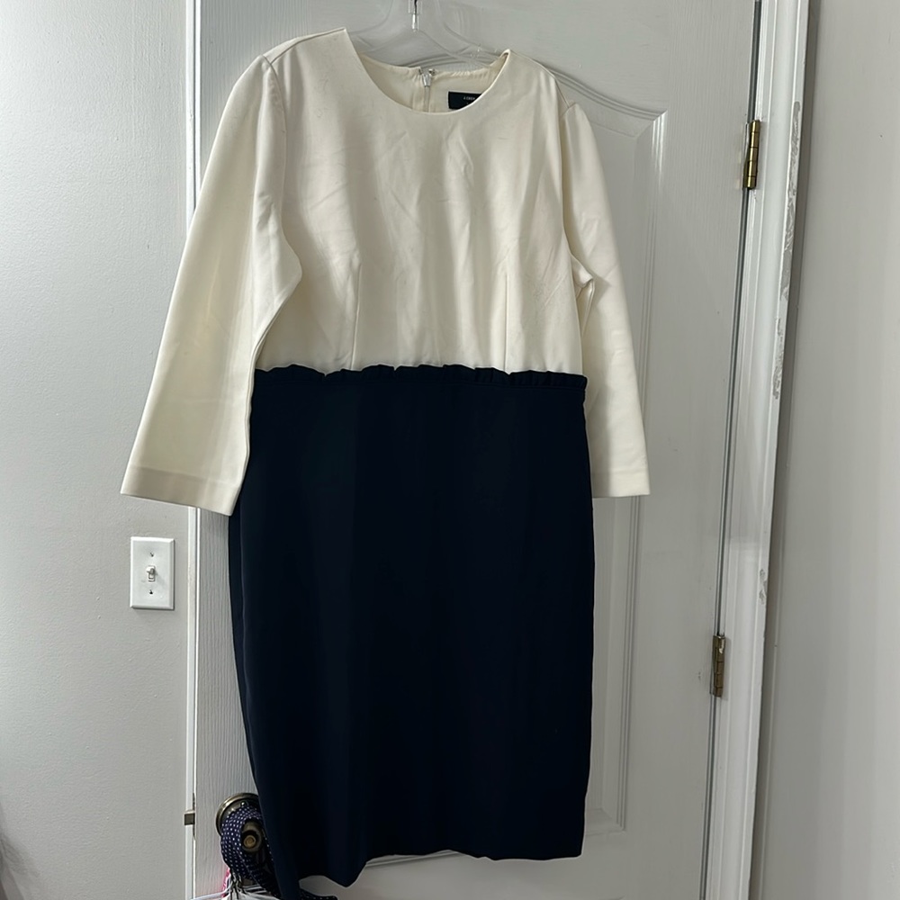 J crew navy and white dress NWT